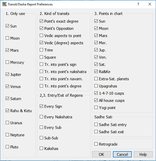 Transit Chart Calculator Vedic